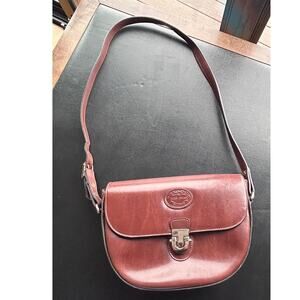 Vintage Gold Coast Collection Leather Saddle Bag Cognac Brown Horsebit Crossbody